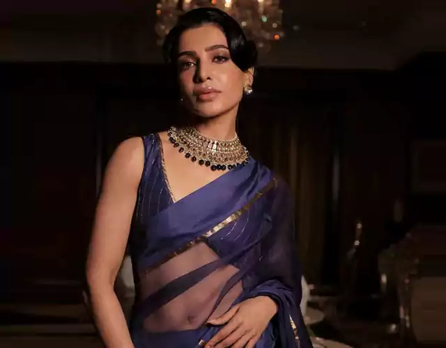 Samantha Blue Saree Photos